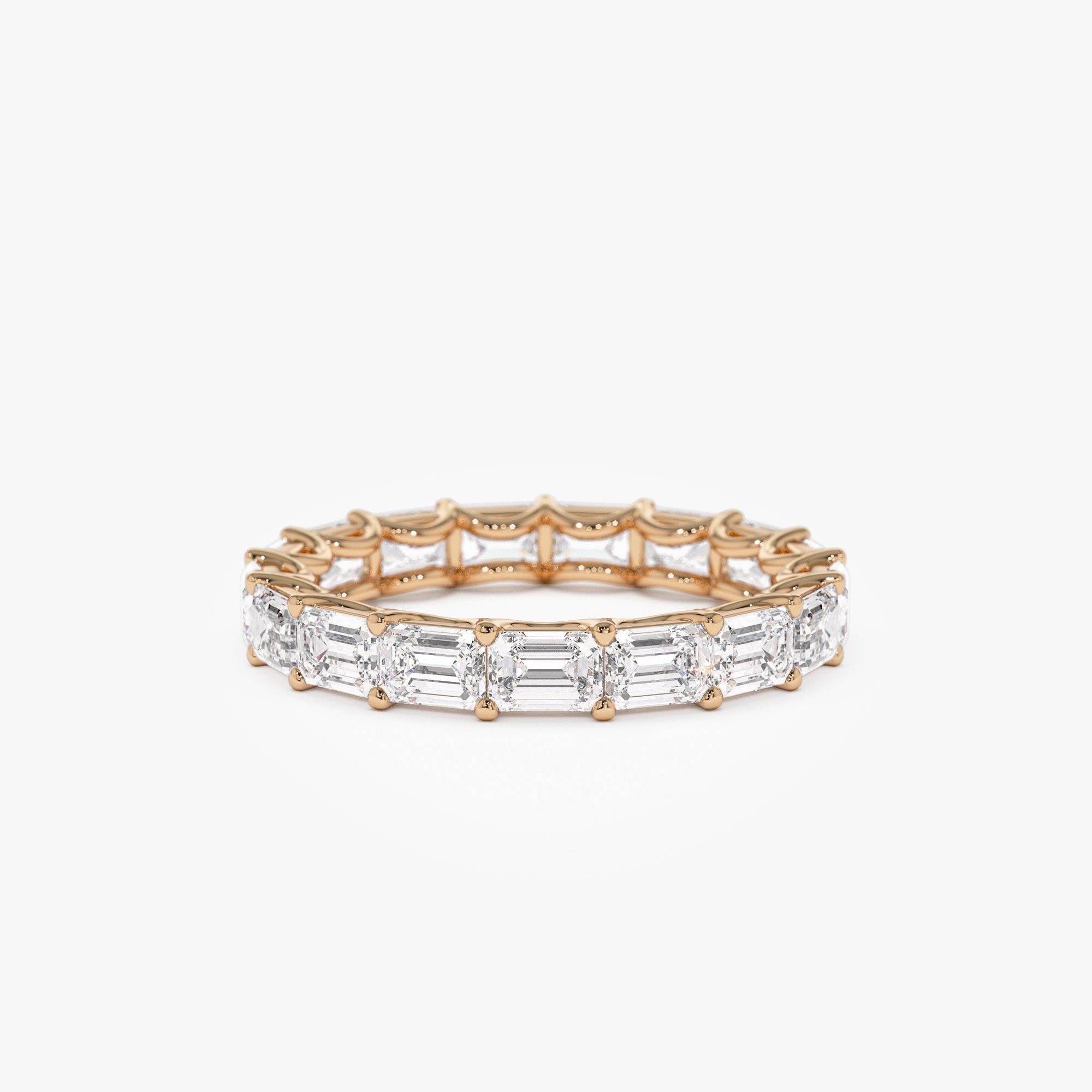 East West Full Eternity Emerald Cut Lab Grown Diamond Ring