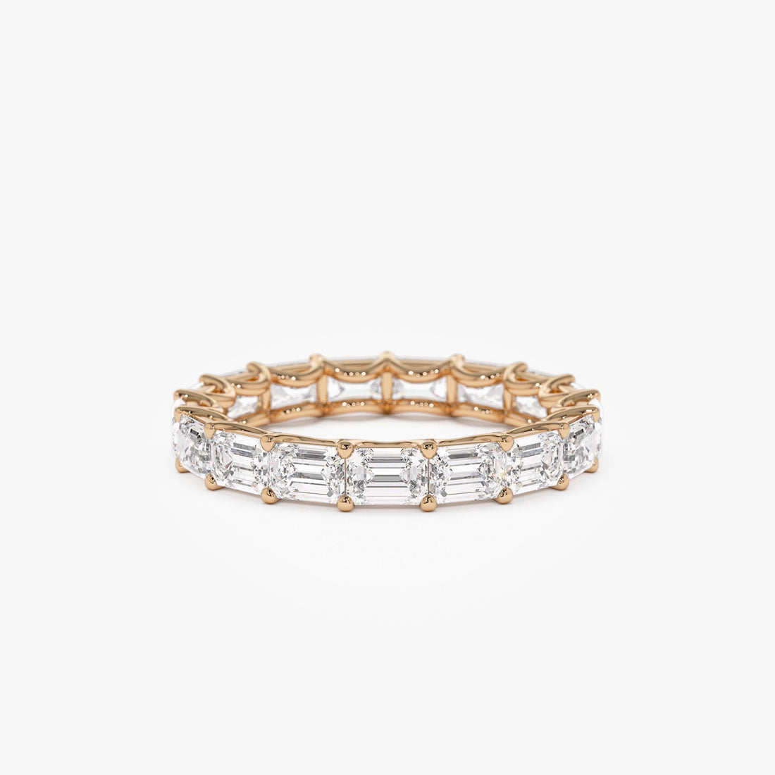 East West Full Eternity Emerald Cut Lab Grown Diamond Ring