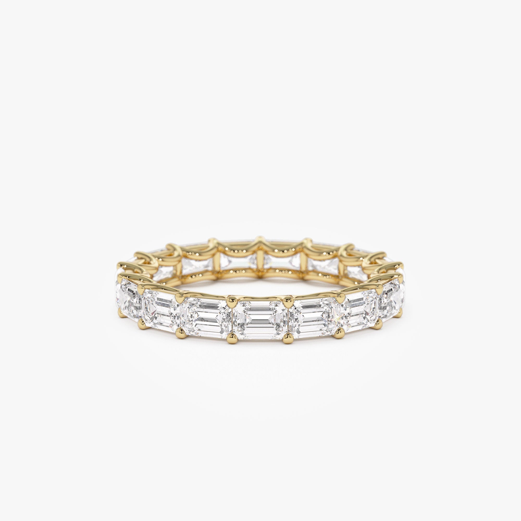 East West Full Eternity Emerald Cut Lab Grown Diamond Ring