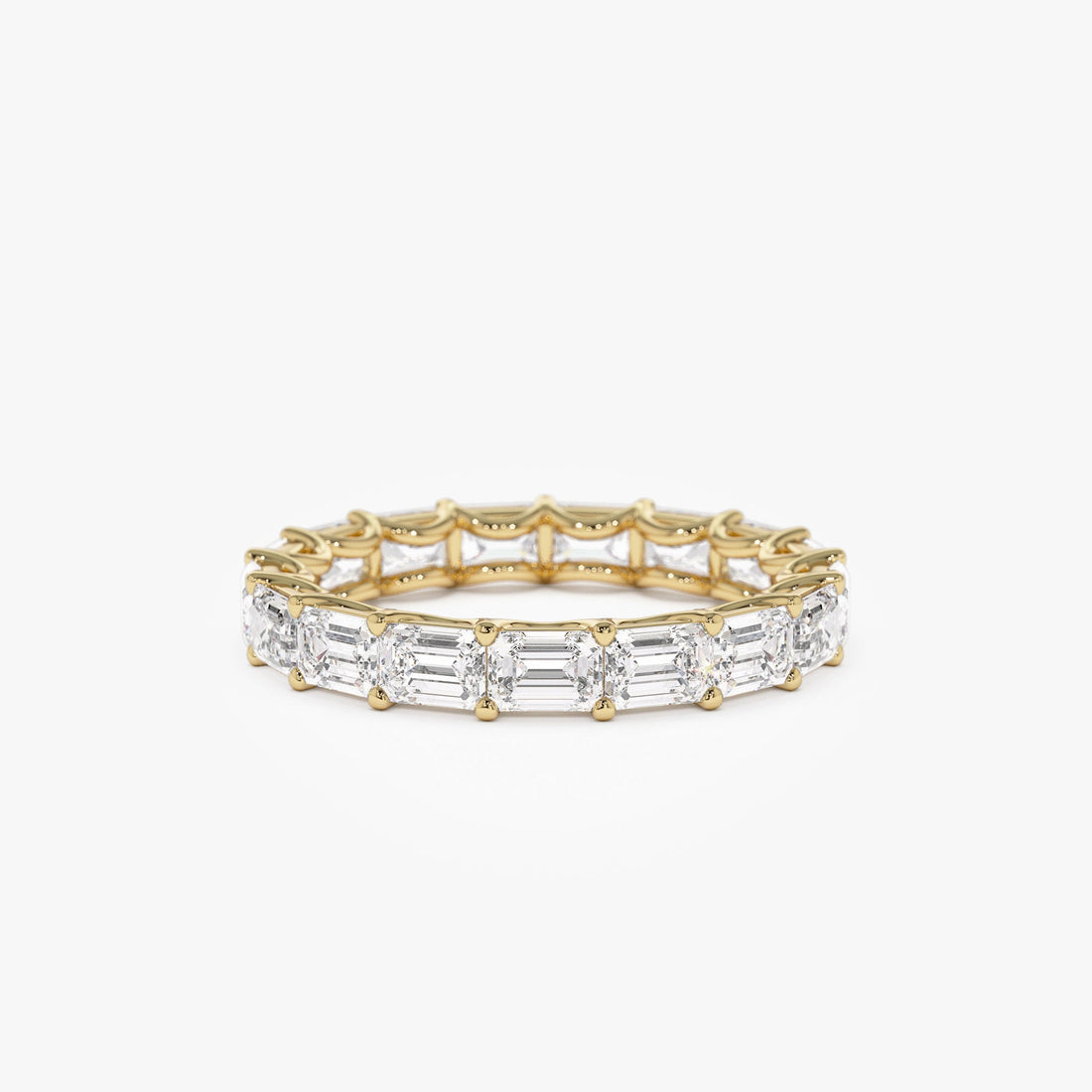 East West Full Eternity Emerald Cut Lab Grown Diamond Ring