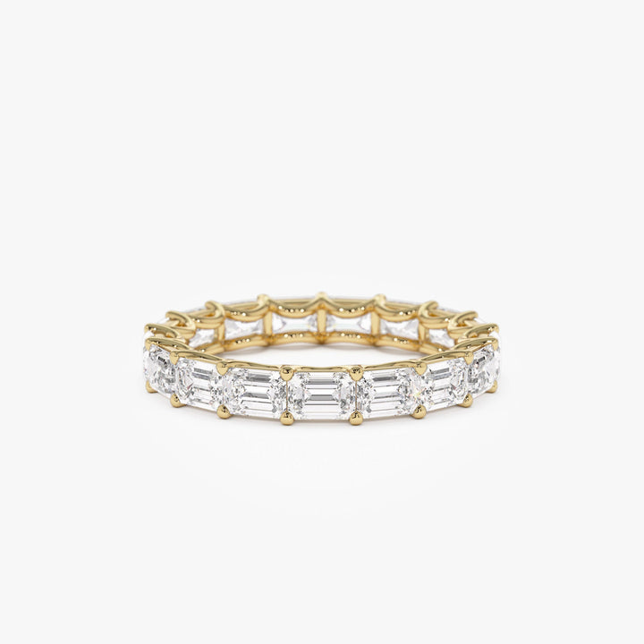 East West Full Eternity Emerald Cut Lab Grown Diamond Ring