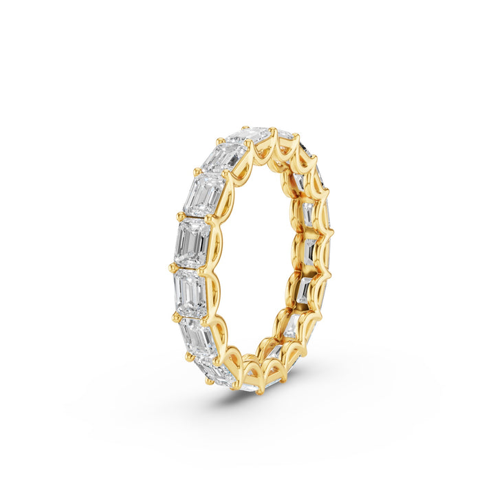 East West Full Eternity Emerald Cut Lab Grown Diamond Ring