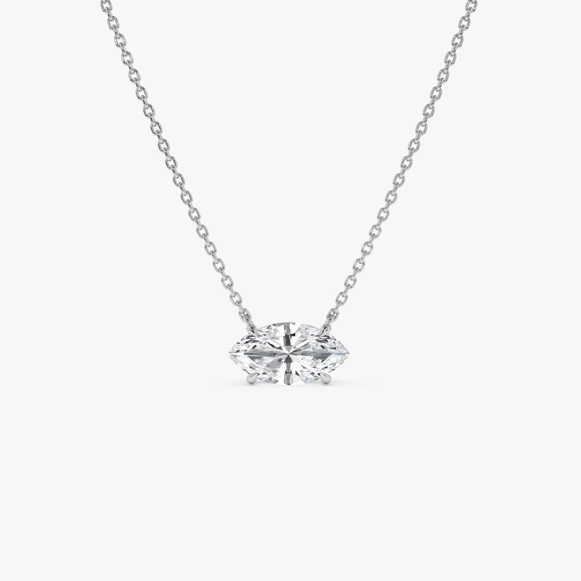 East West Marquise Shape Solitaire Lab Diamond  Necklace