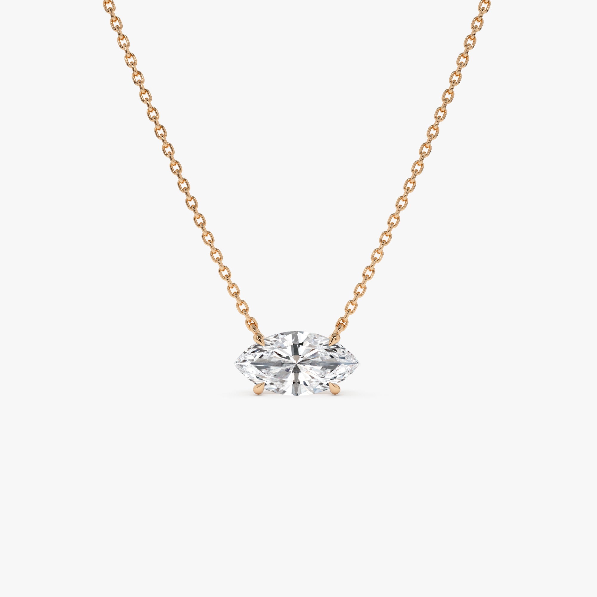 East West Marquise Shape Solitaire Lab Diamond  Necklace