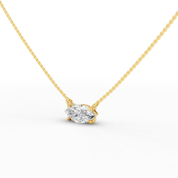 East West Marquise Shape Solitaire Lab Diamond  Necklace