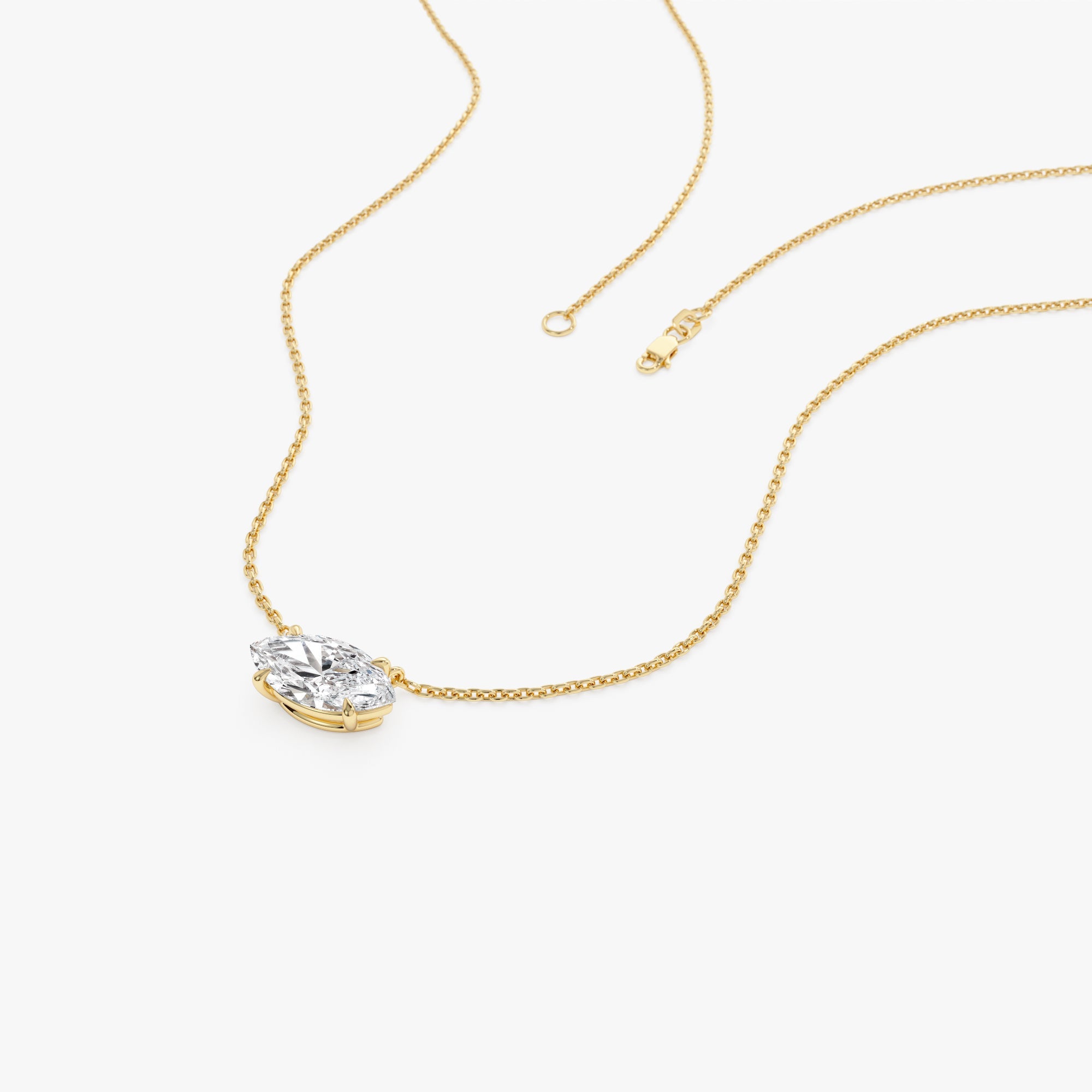 East West Marquise Shape Solitaire Lab Diamond  Necklace