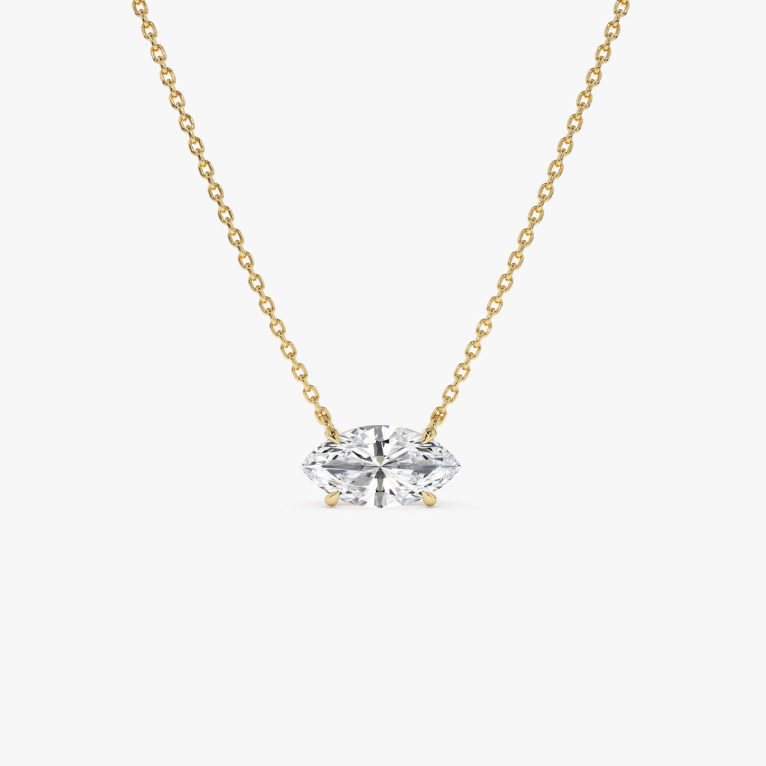 East West Marquise Shape Solitaire Lab Diamond  Necklace