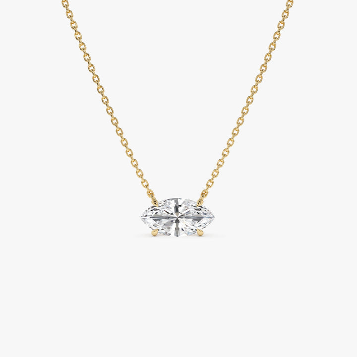 East West Marquise Shape Solitaire Lab Diamond  Necklace