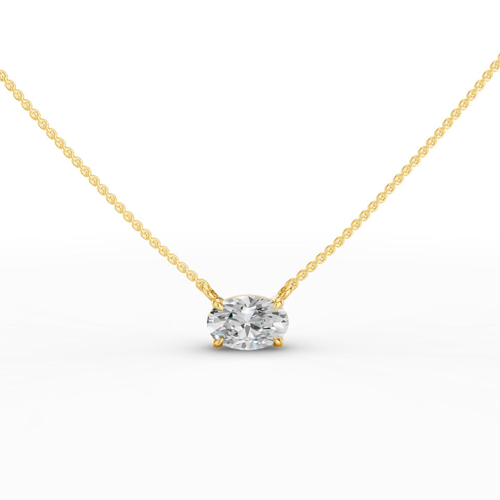 East West Oval Cut Solitaire Lab Diamond Necklace