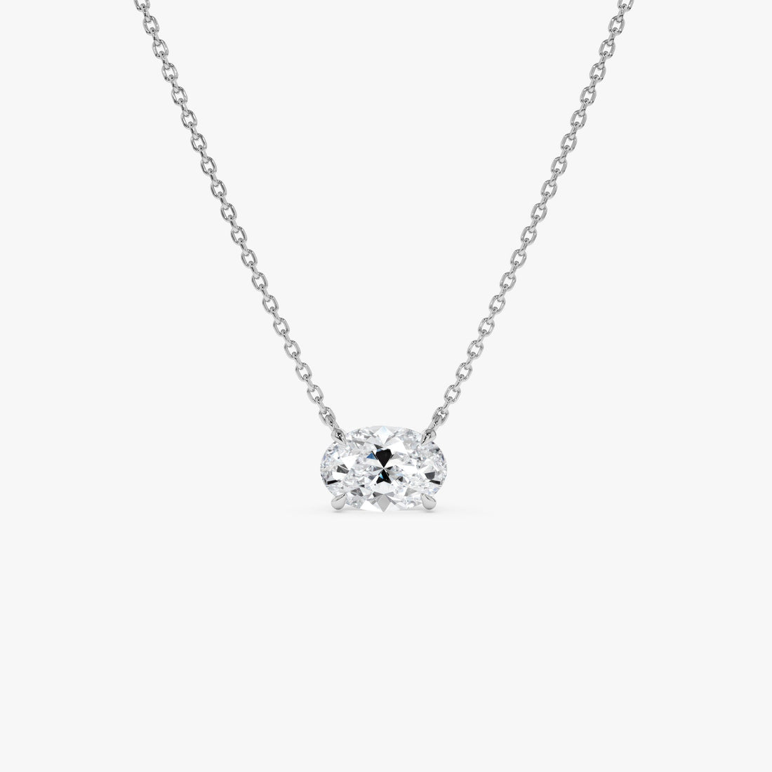East West Oval Cut Solitaire Lab Diamond Necklace