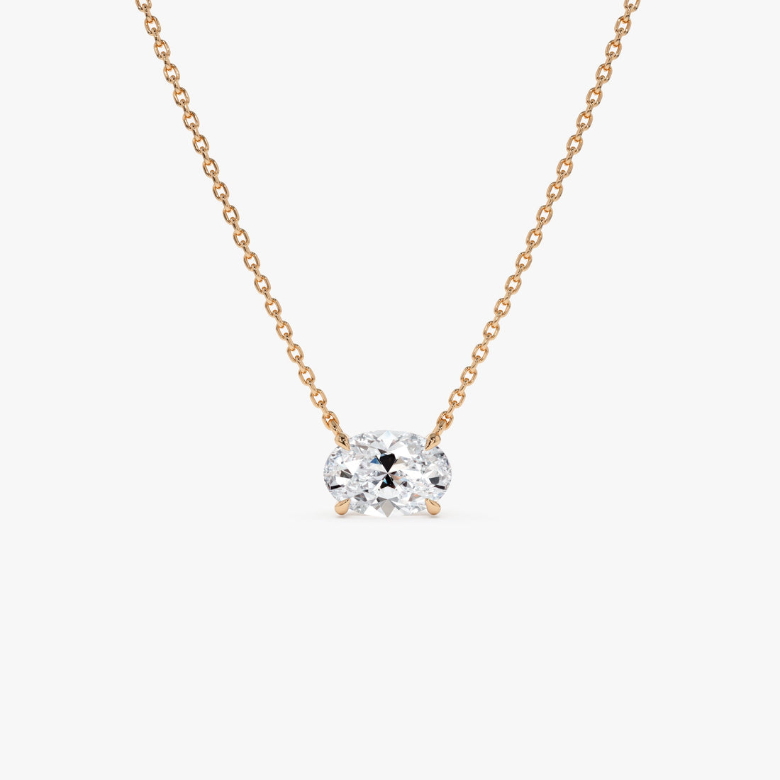 East West Oval Cut Solitaire Lab Diamond Necklace
