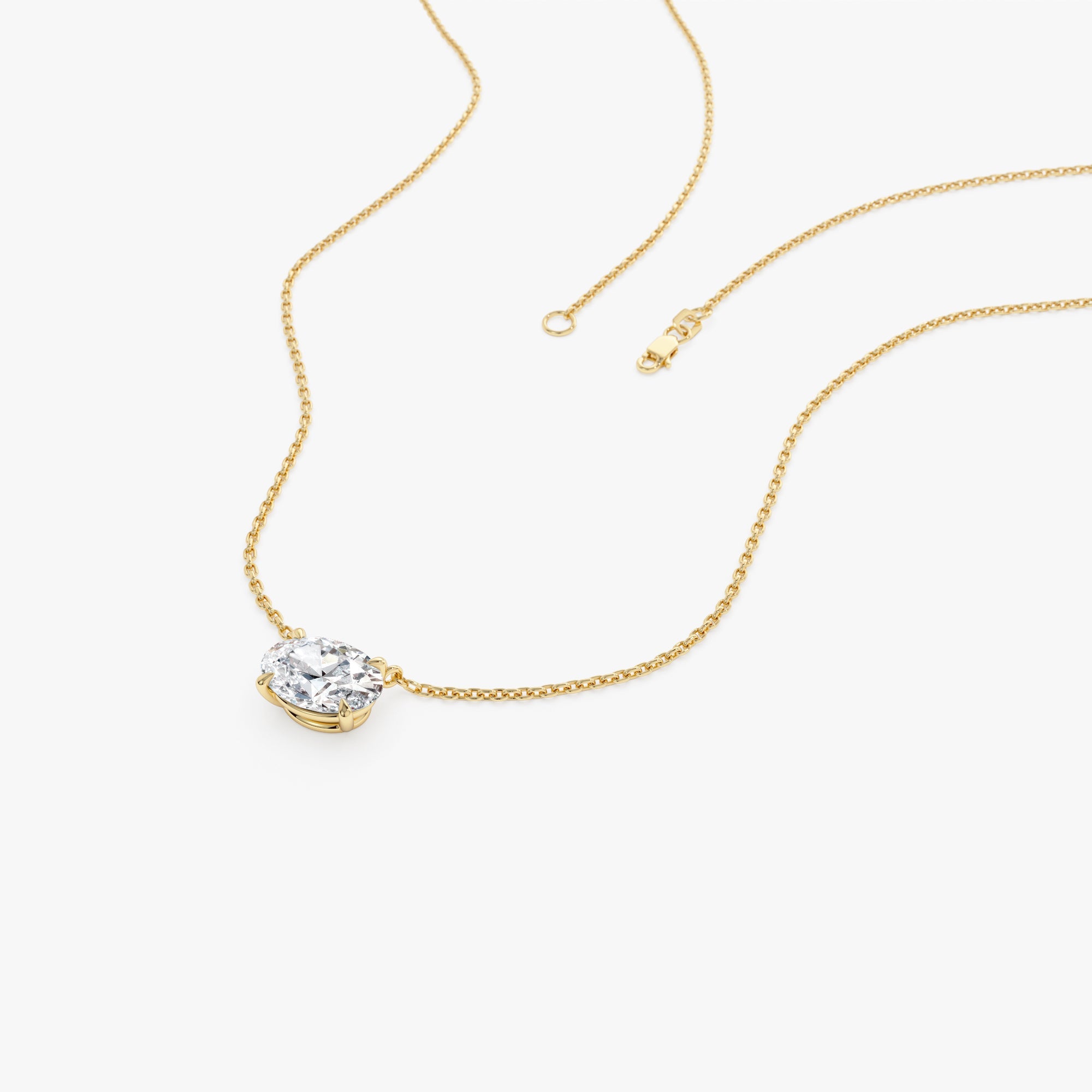 East West Oval Cut Solitaire Lab Diamond Necklace