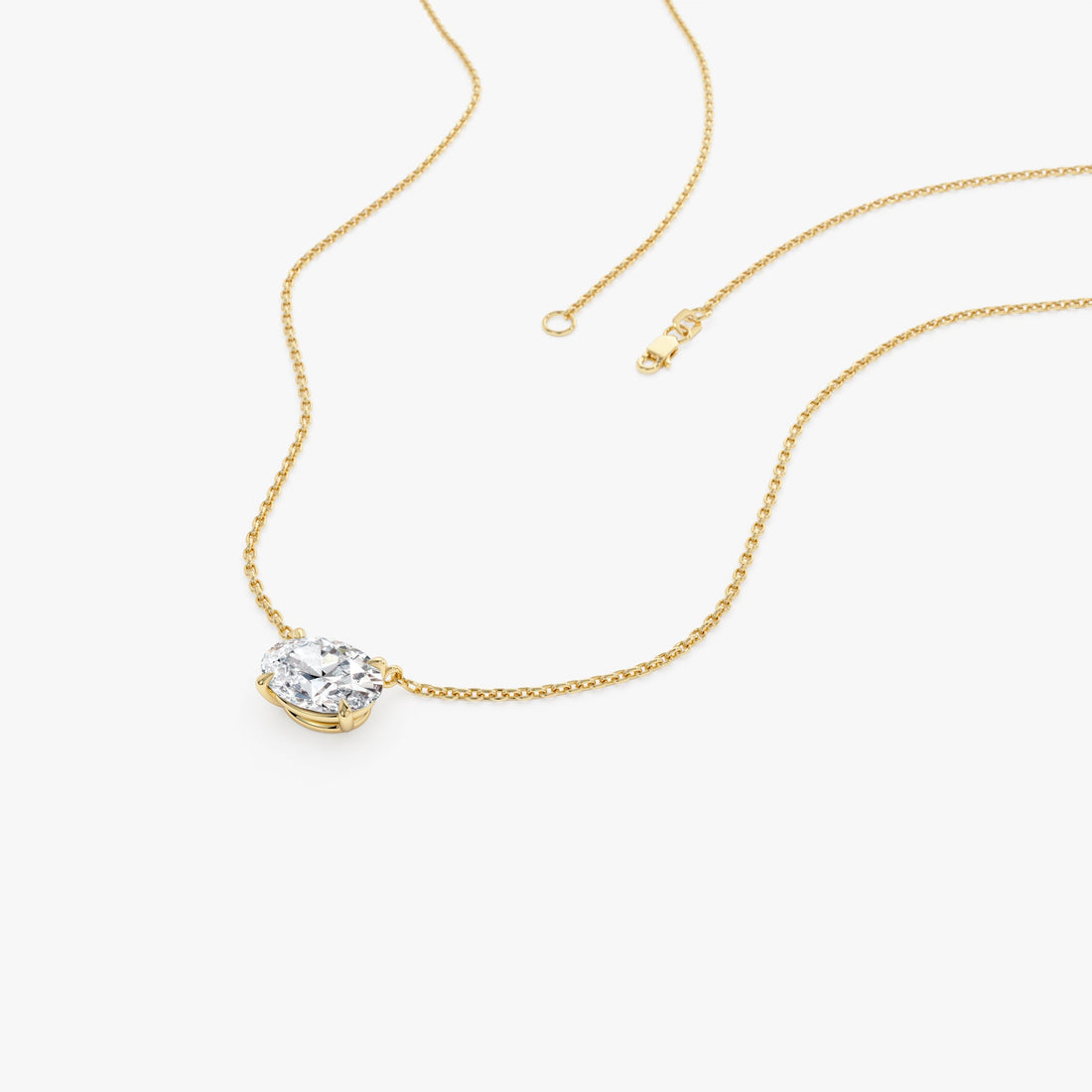 East West Oval Cut Solitaire Lab Diamond Necklace