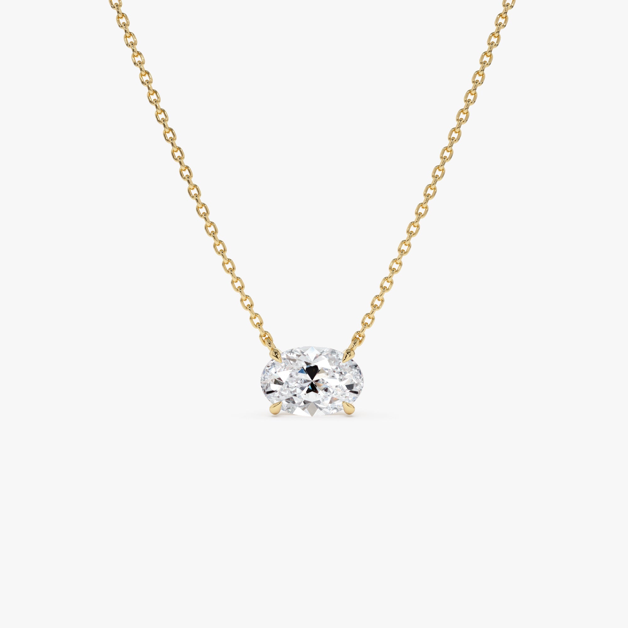 East West Oval Cut Solitaire Lab Diamond Necklace