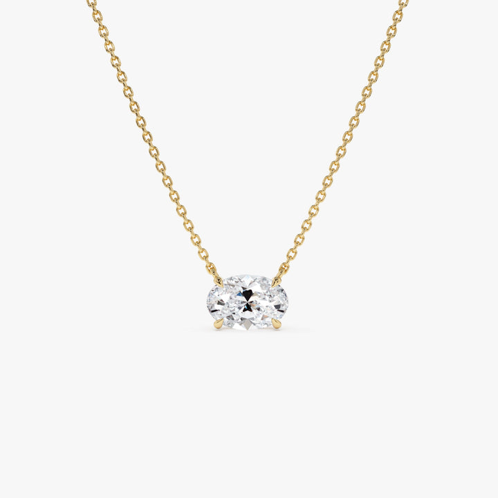 East West Oval Cut Solitaire Lab Diamond Necklace