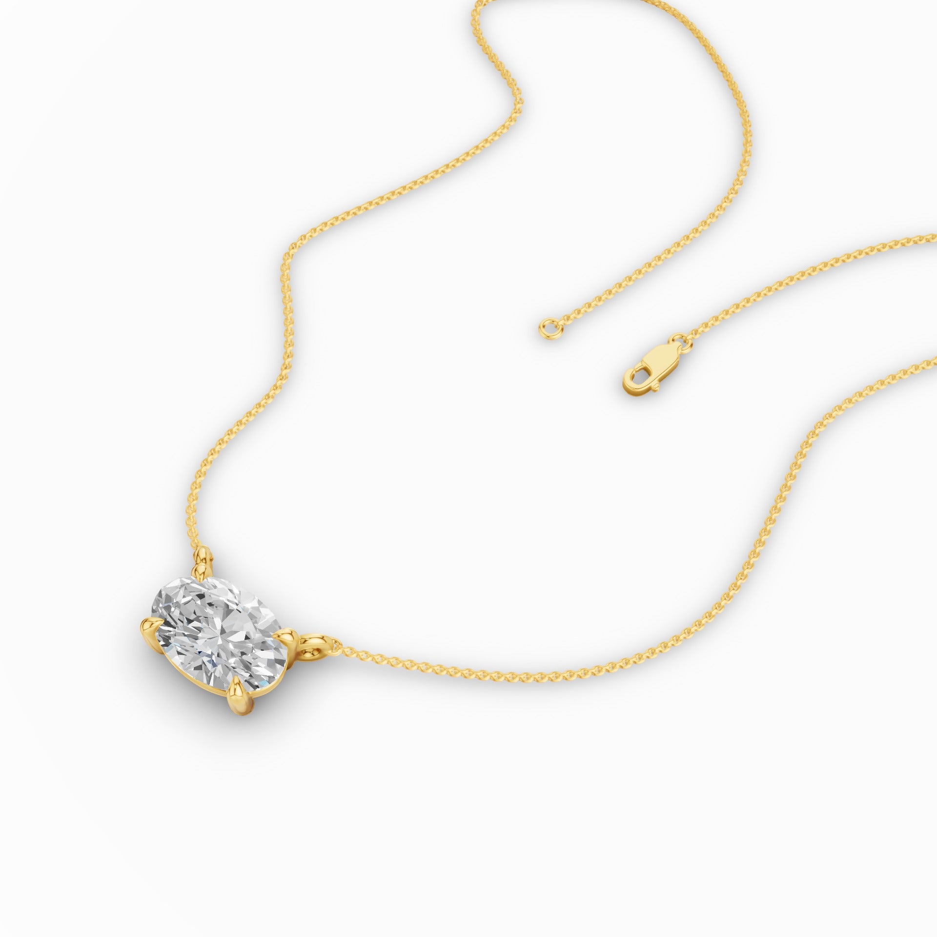 East West Oval Cut Solitaire Lab Diamond Necklace