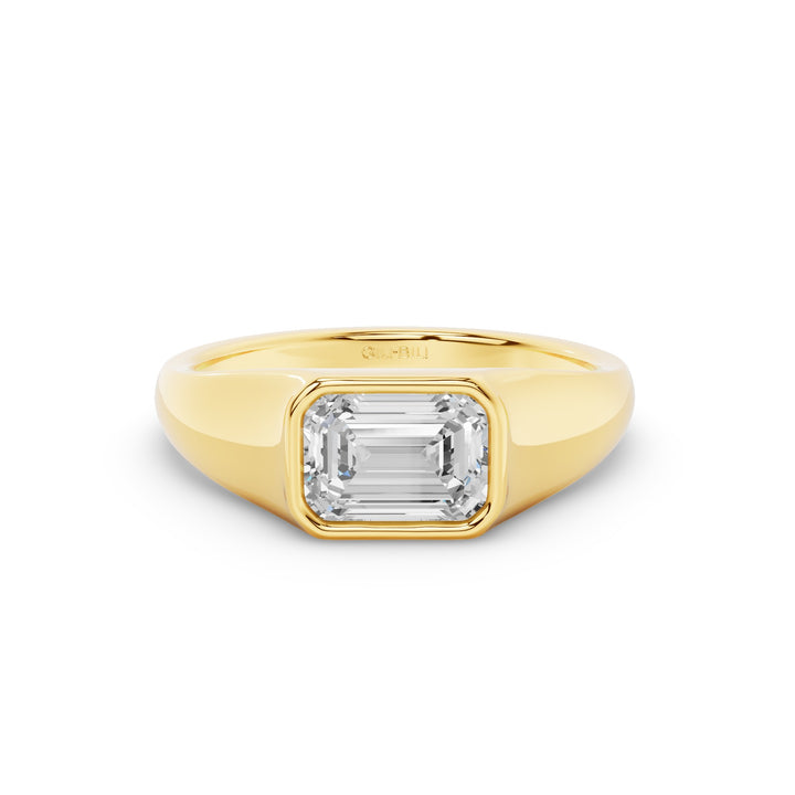 East West Set Emerald Cut Lab Grown Diamond Engagement Ring