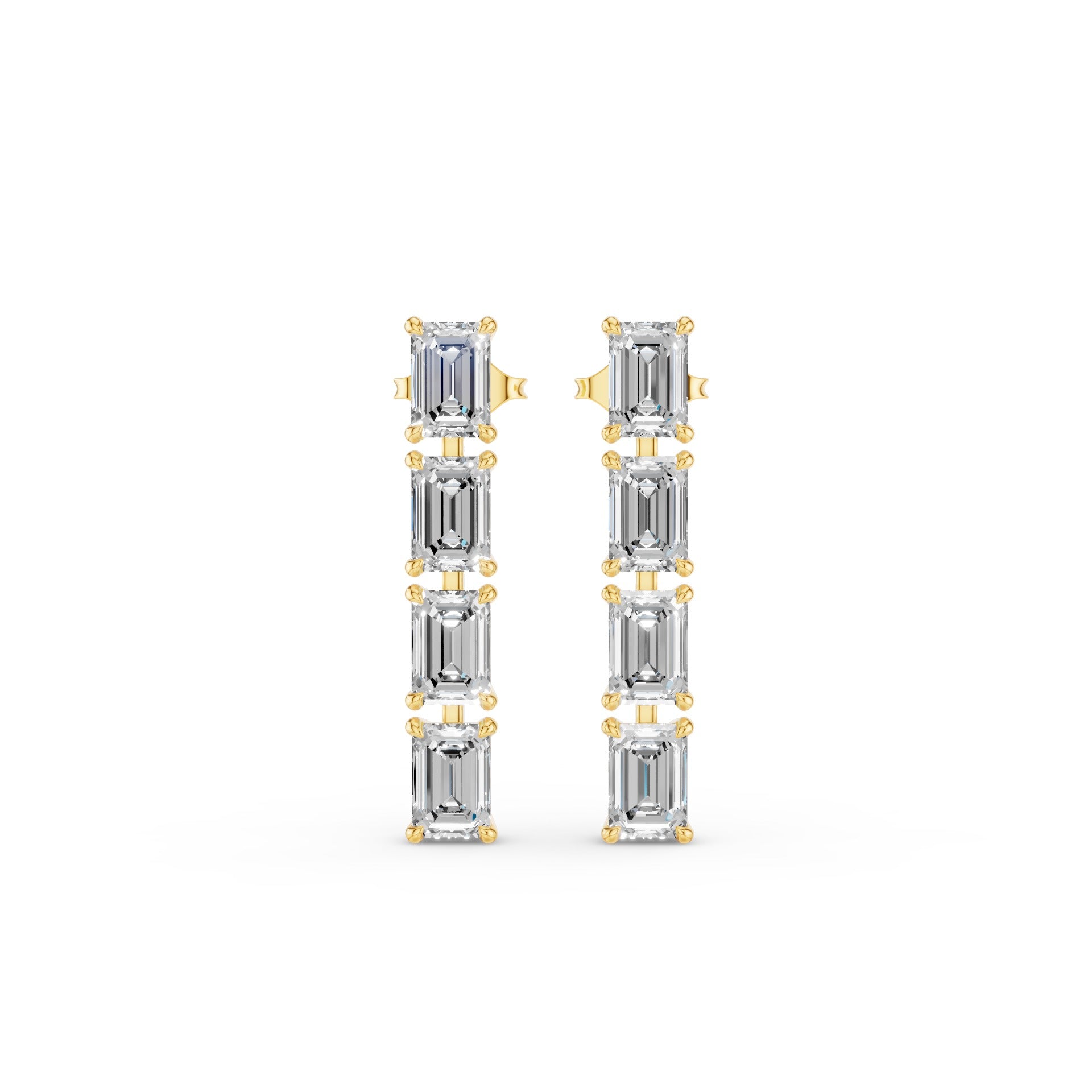 Emerald Cut Dangling Diamond Earrings