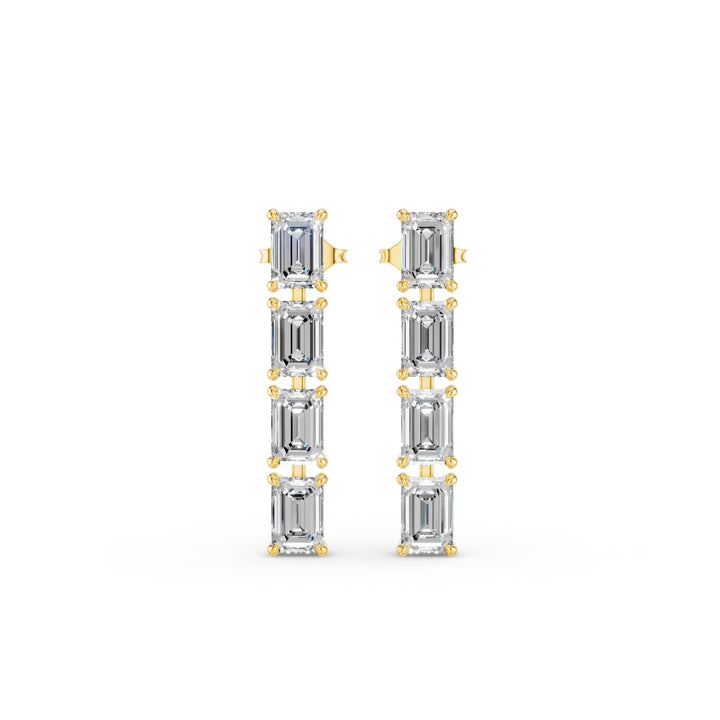 Emerald Cut Dangling Diamond Earrings