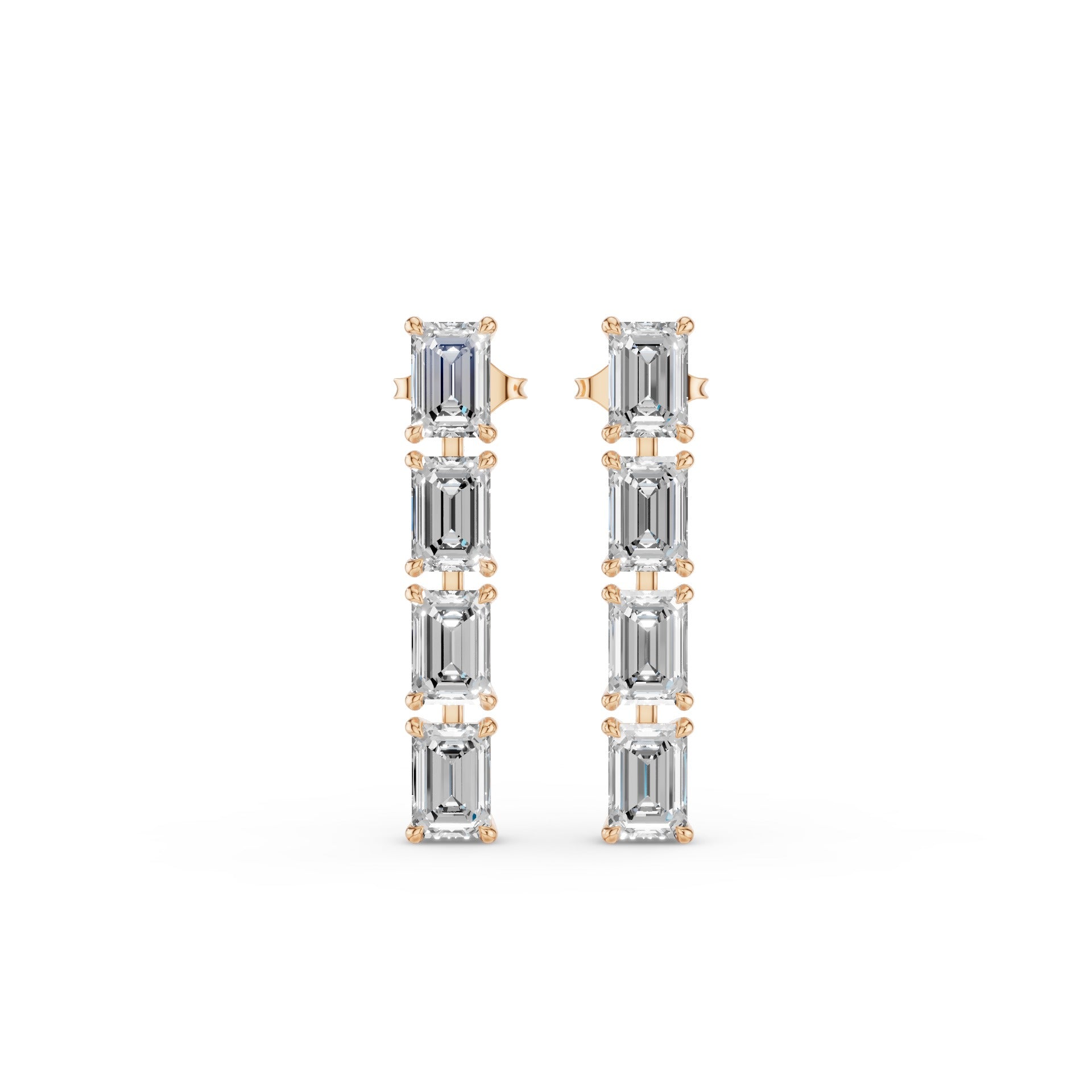 Emerald Cut Dangling Diamond Earrings