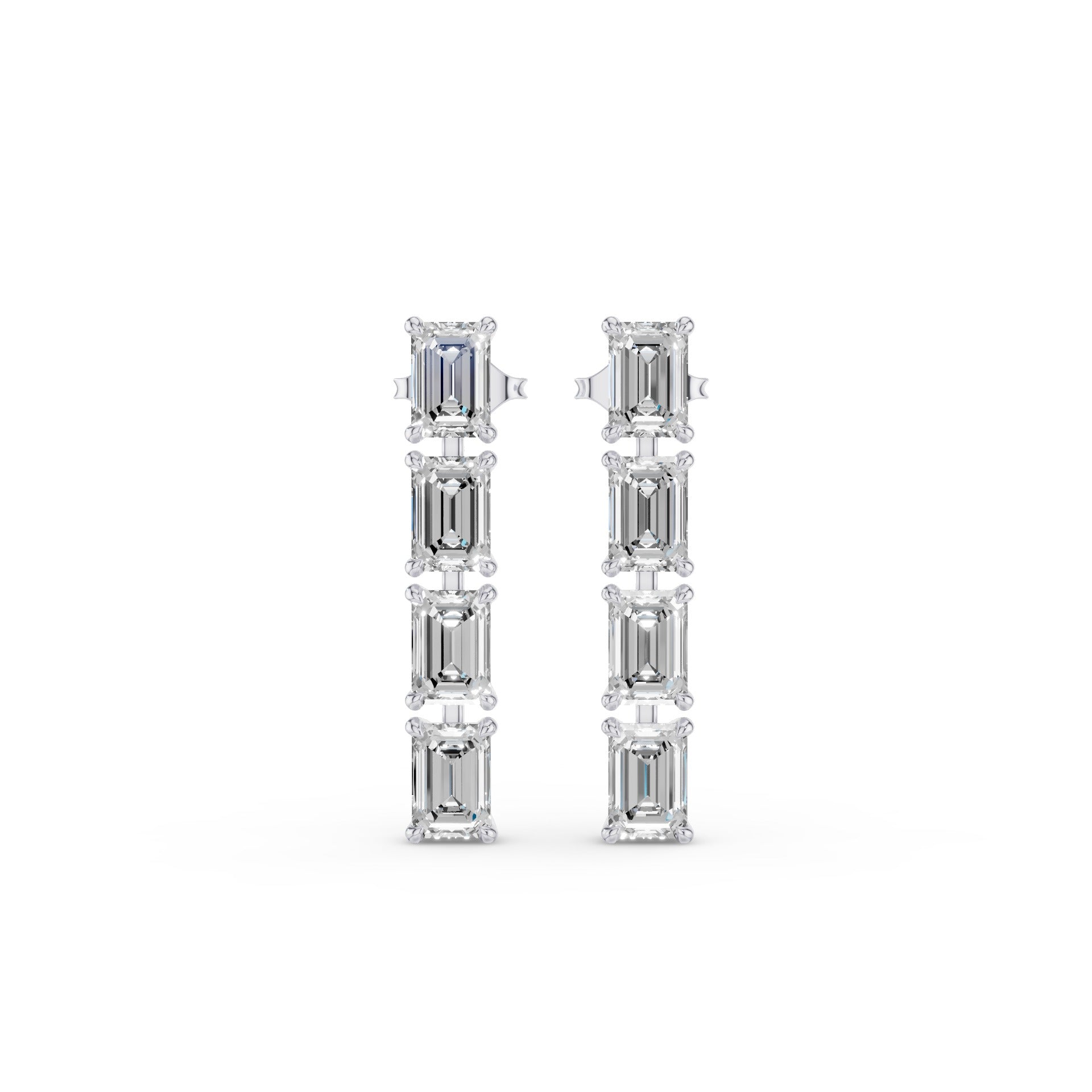 Emerald Cut Dangling Diamond Earrings
