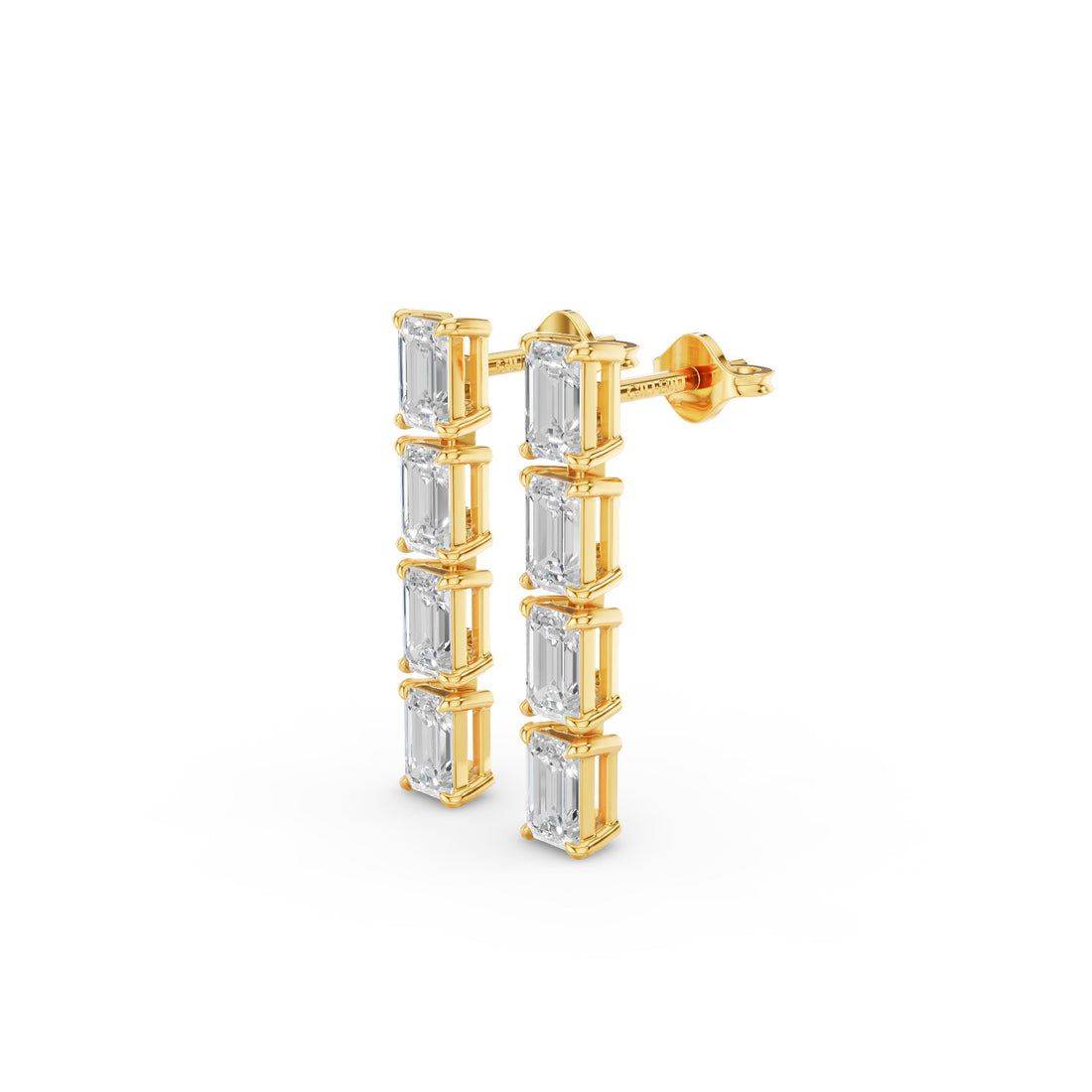 Emerald Cut Dangling Diamond Earrings