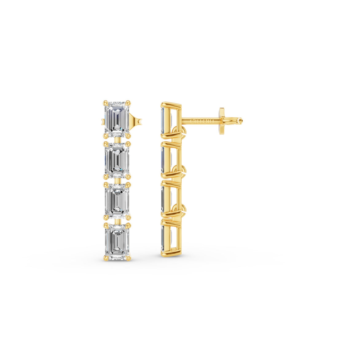Emerald Cut Dangling Diamond Earrings