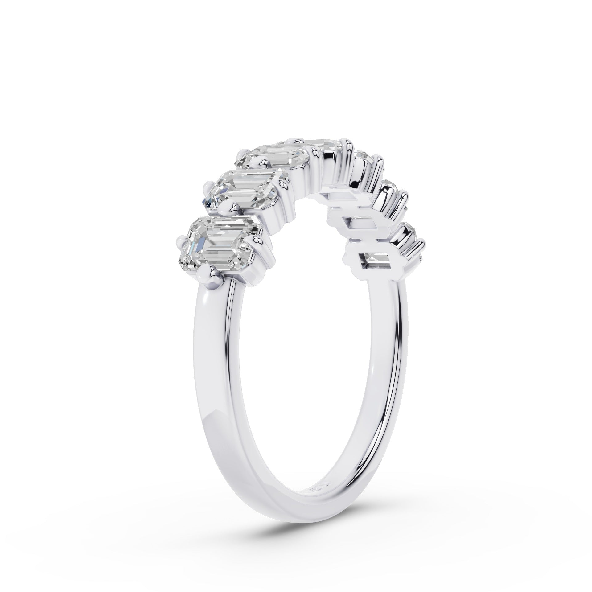 Emerald Cut Lab Diamond Half Eternity Anniversary Ring