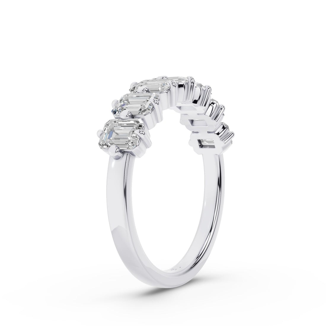 Emerald Cut Lab Diamond Half Eternity Anniversary Ring