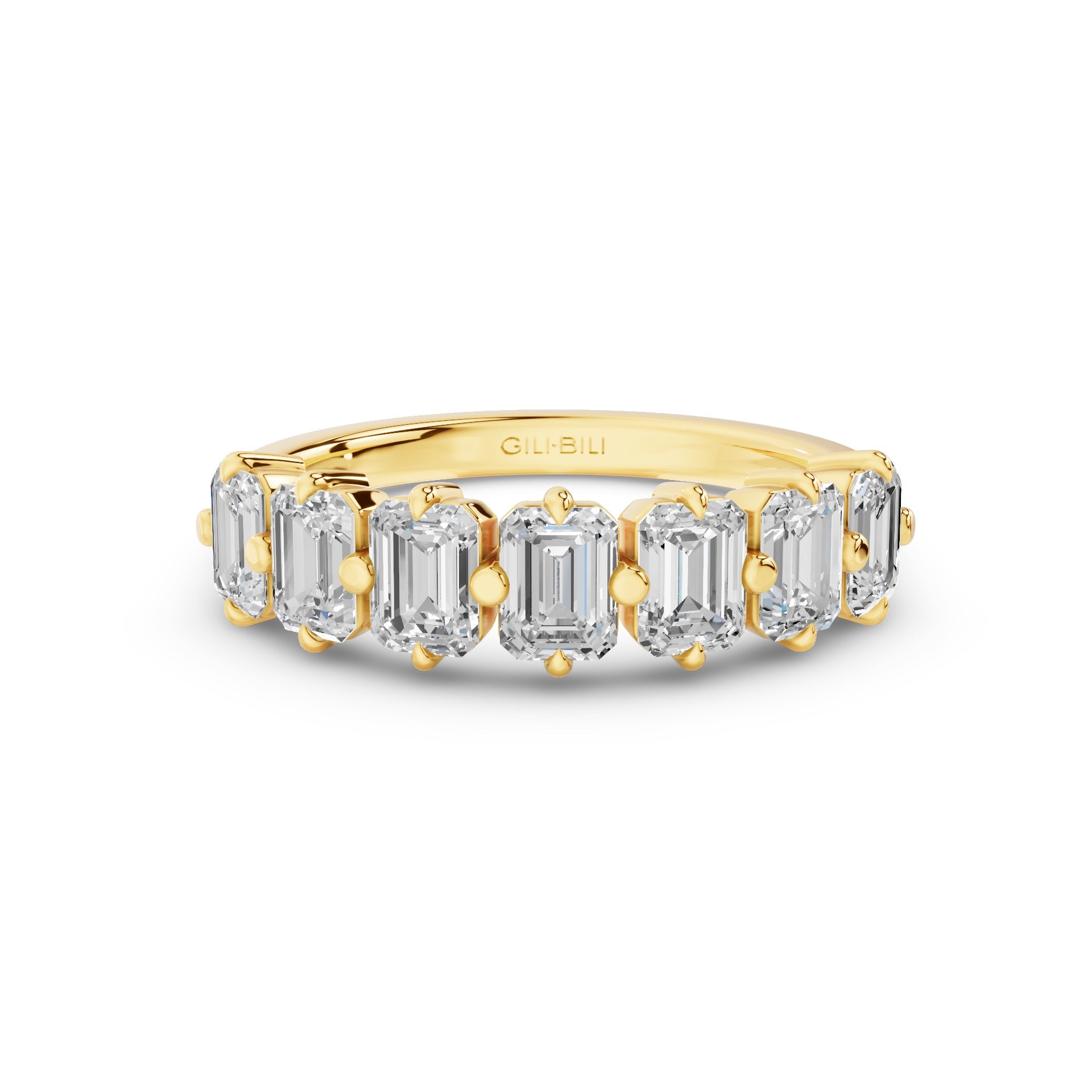 Emerald Cut Lab Diamond Half Eternity Anniversary Ring