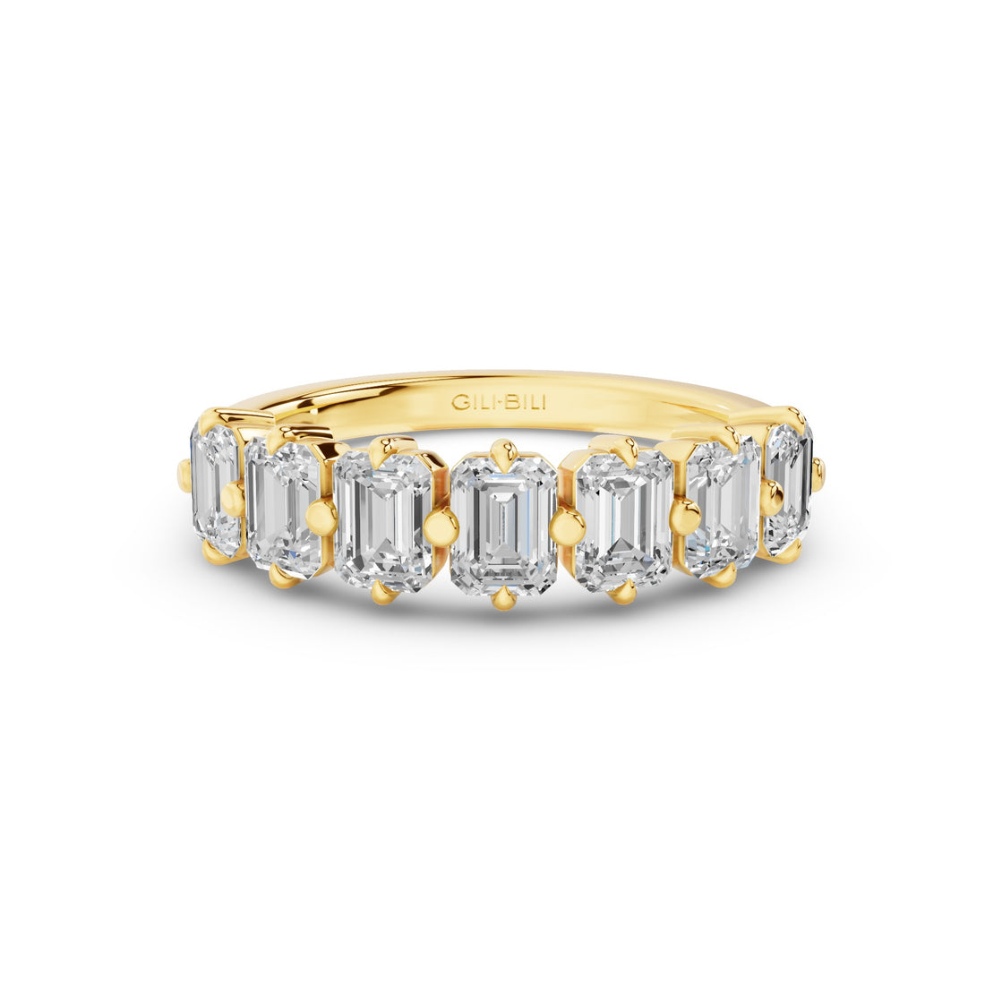 Emerald Cut Lab Diamond Half Eternity Anniversary Ring