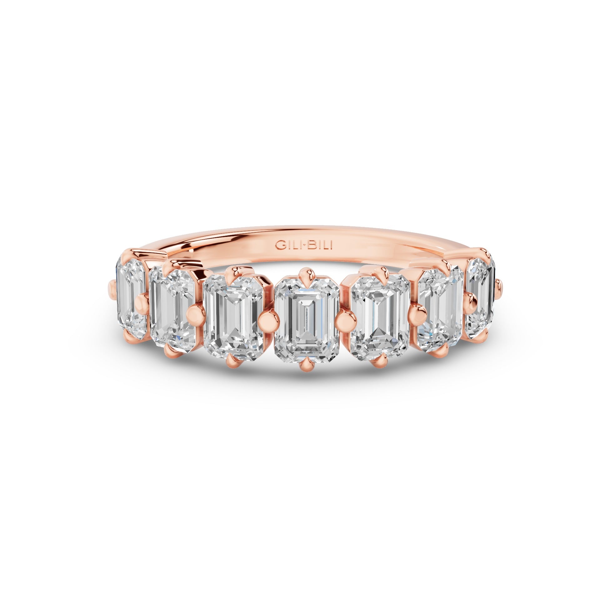 Emerald Cut Lab Diamond Half Eternity Anniversary Ring