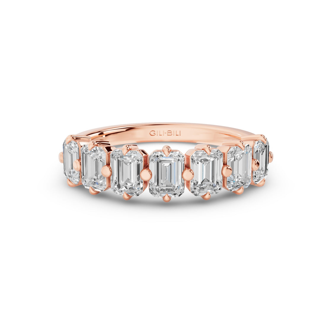Emerald Cut Lab Diamond Half Eternity Anniversary Ring