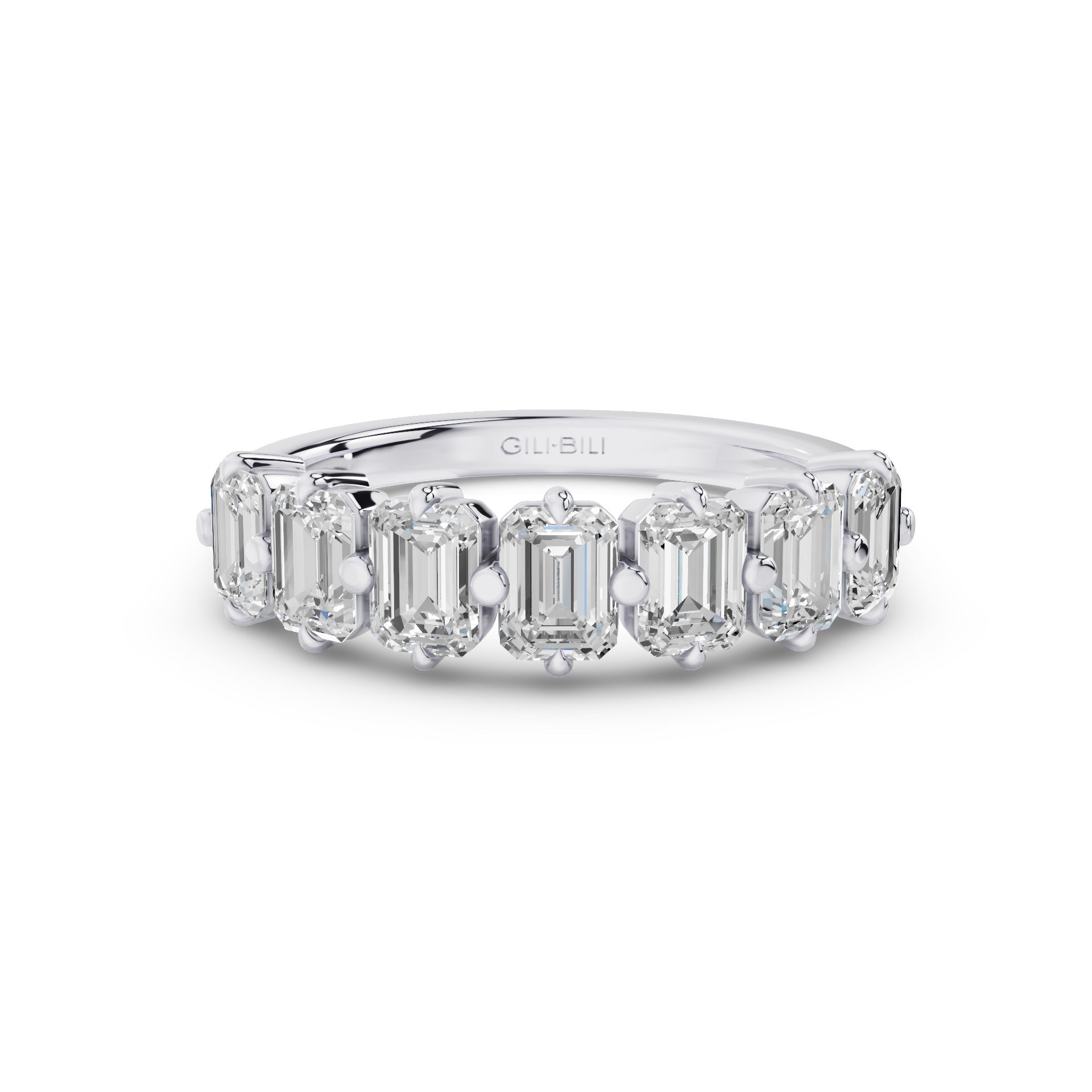 Emerald Cut Lab Diamond Half Eternity Anniversary Ring