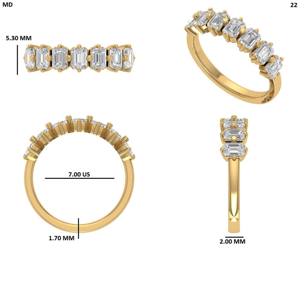 Emerald Cut Lab Diamond Half Eternity Anniversary Ring