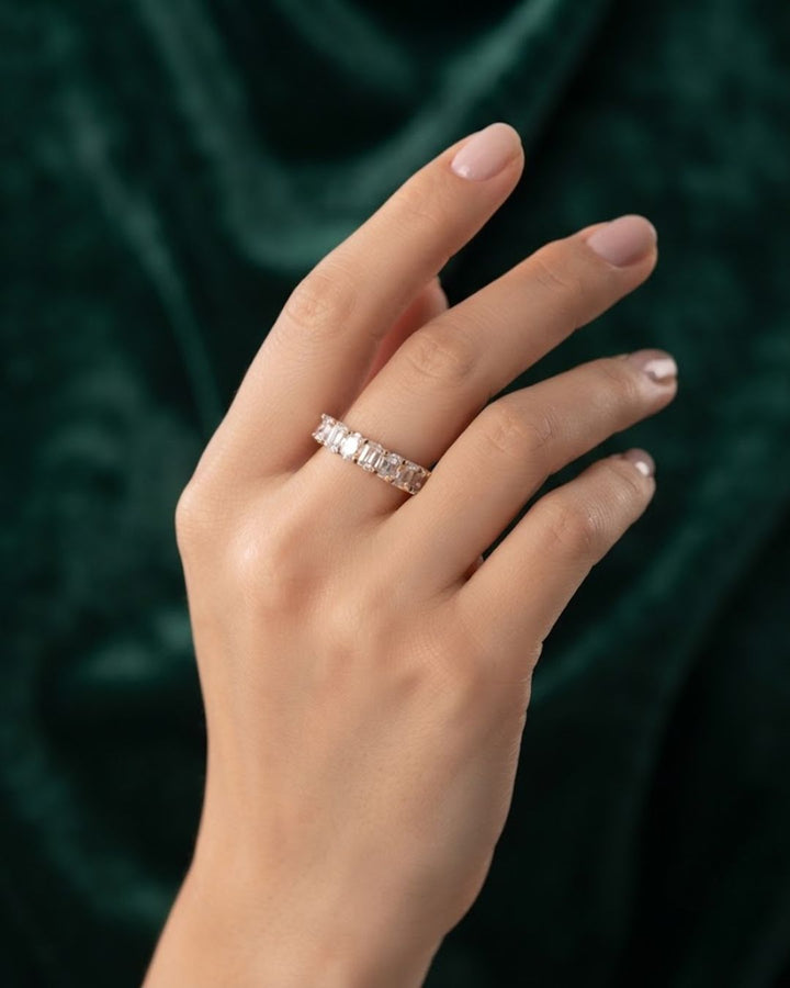 Emerald Oval Lab Grown Diamond Anniversary Band