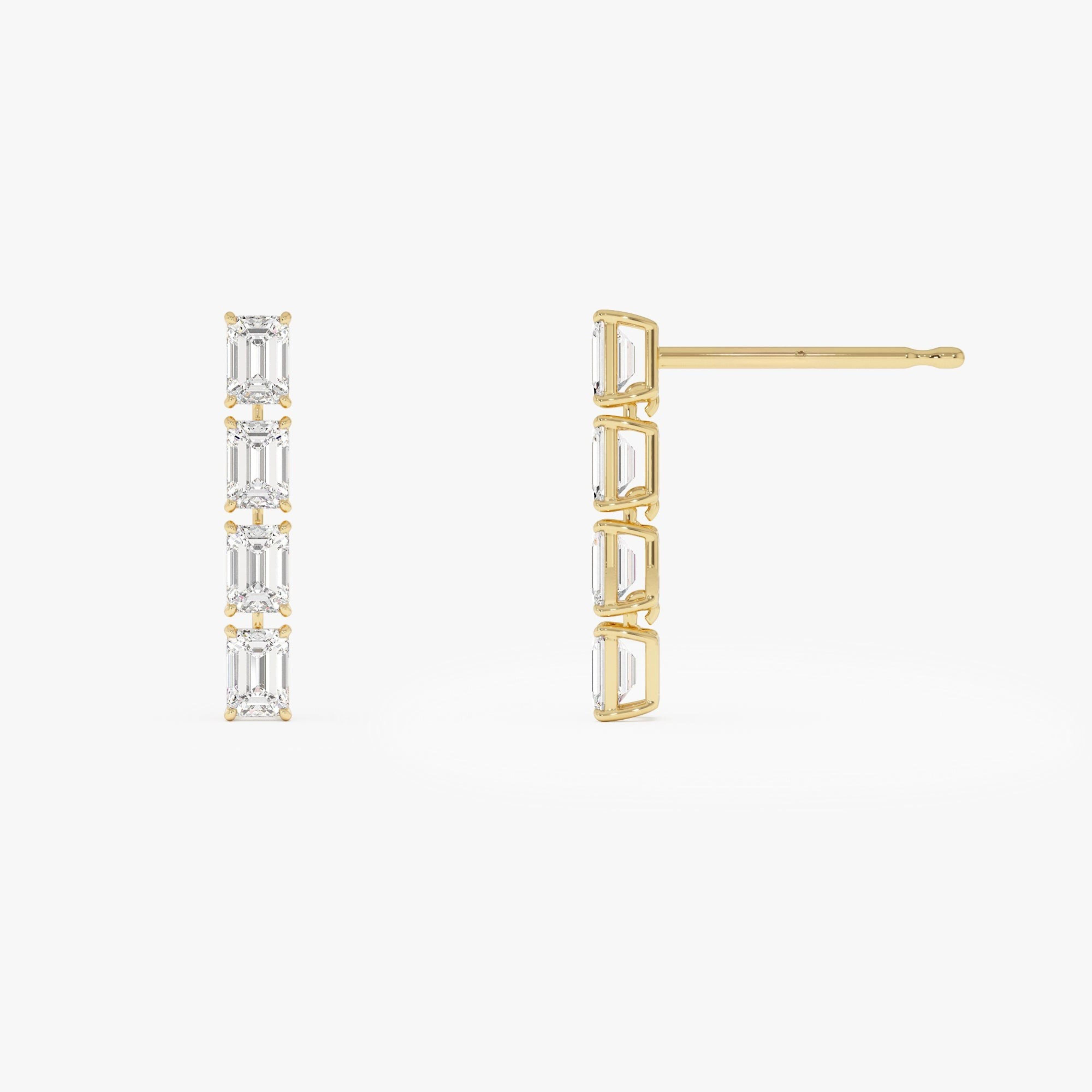 Emerald Cut Dangling Diamond Earrings
