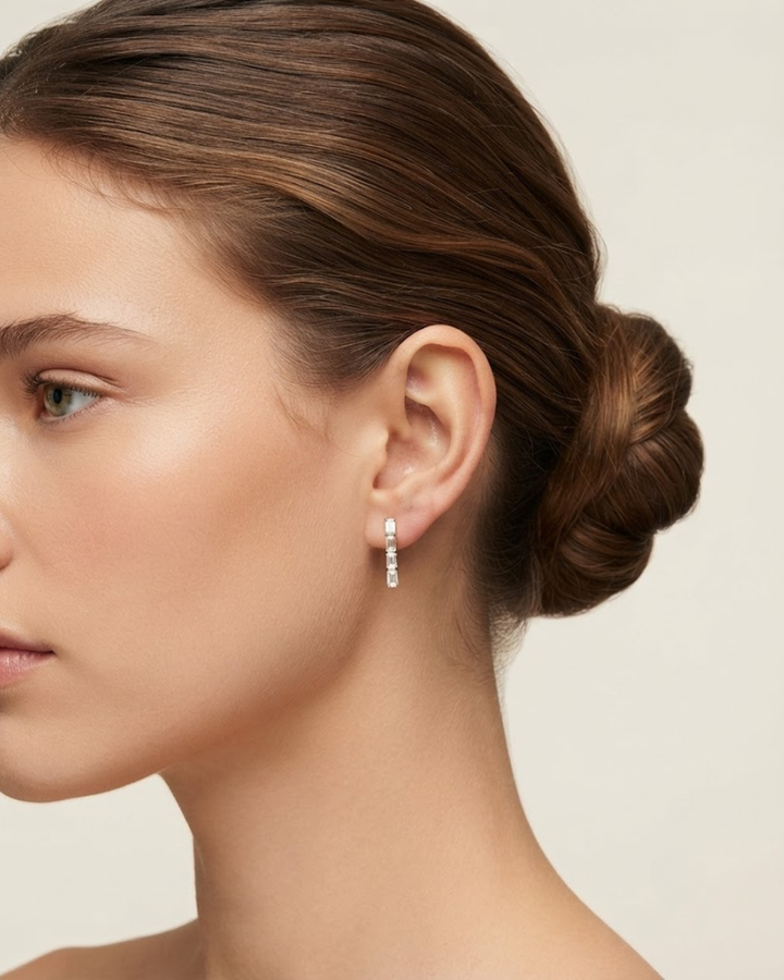 Emerald Cut Dangling Diamond Earrings