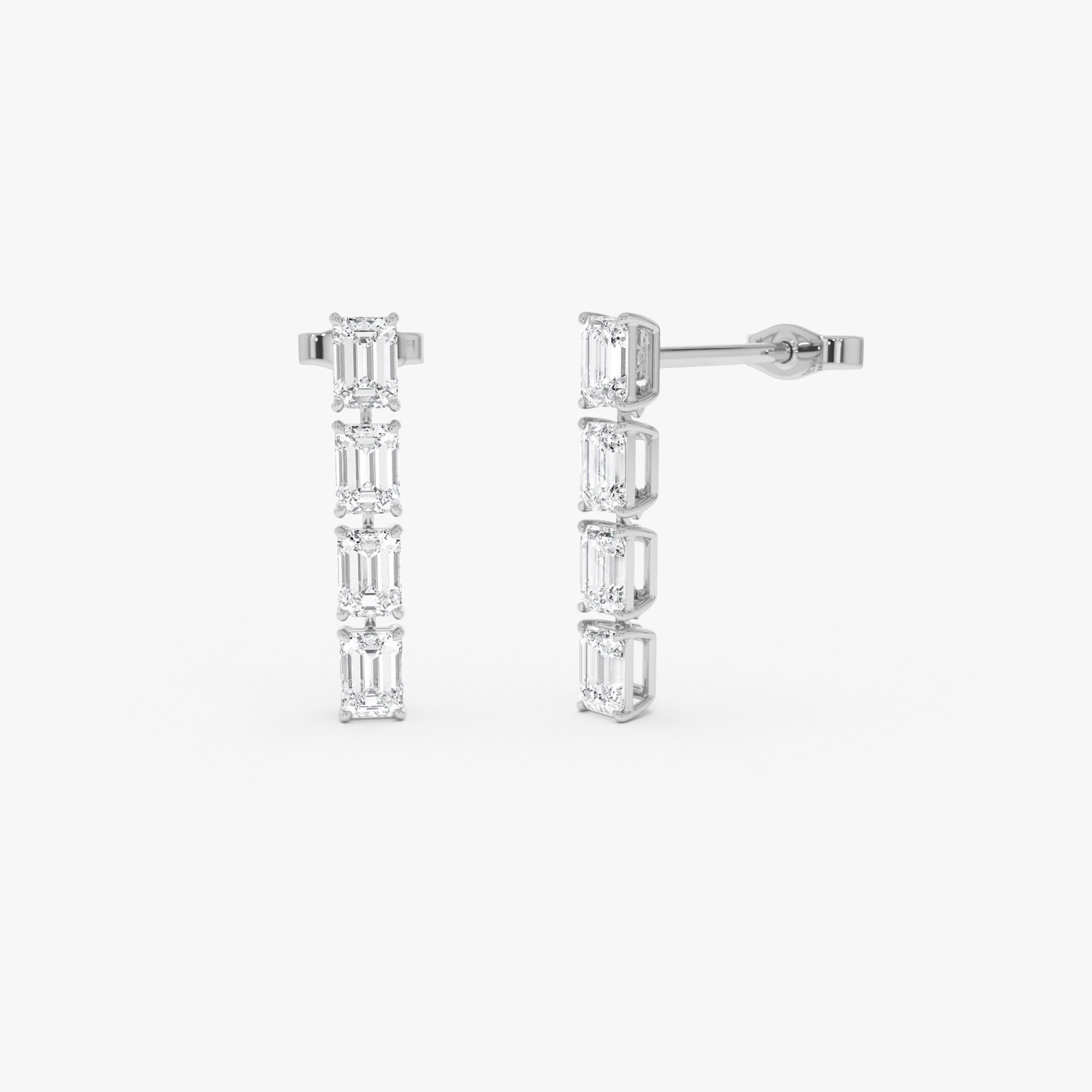 Emerald Cut Dangling Diamond Earrings
