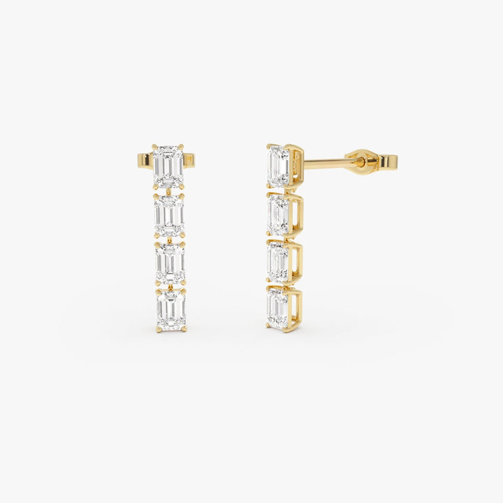 Emerald Cut Dangling Diamond Earrings