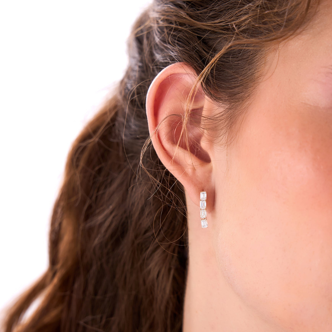 Emerald Cut Dangling Diamond Earrings