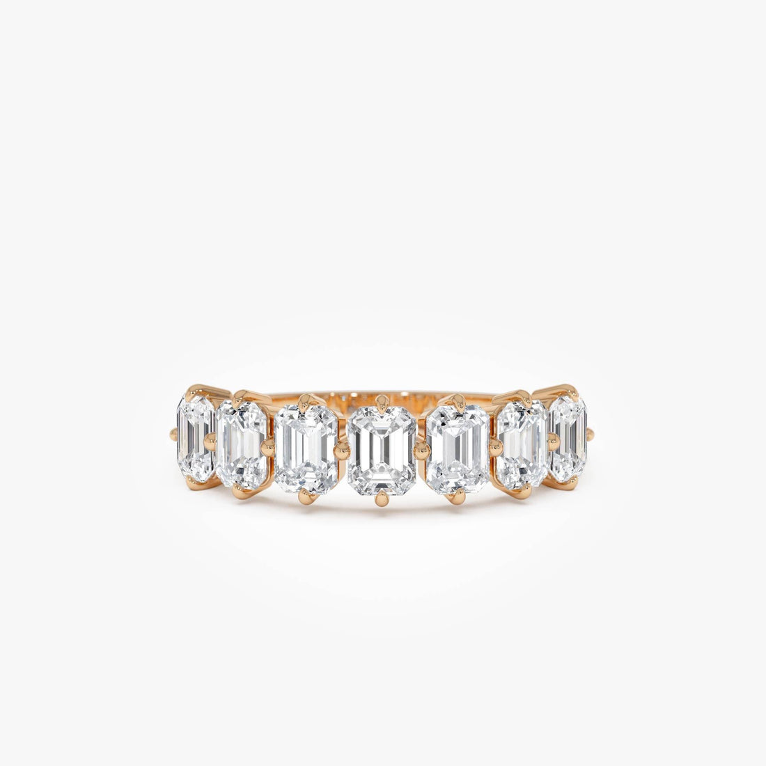 Emerald Cut Lab Diamond Half Eternity Anniversary Ring
