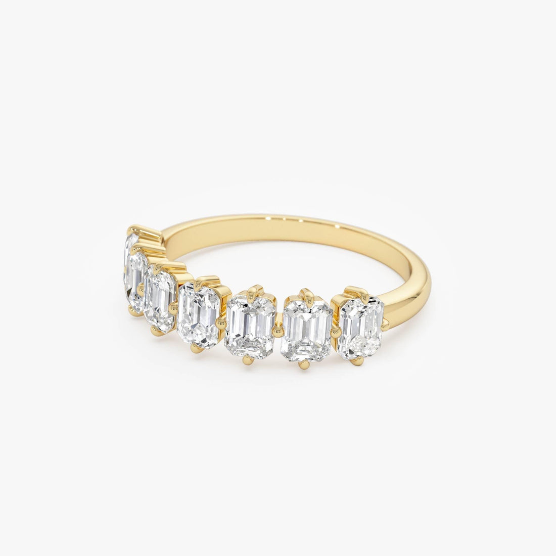 Emerald Cut Lab Diamond Half Eternity Anniversary Ring
