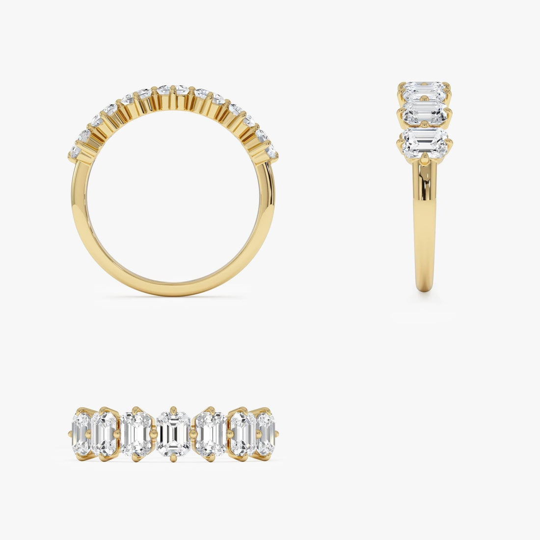 Emerald Cut Lab Diamond Half Eternity Anniversary Ring
