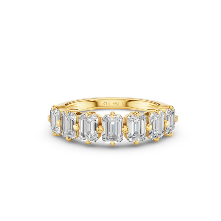 Emerald Cut Lab Diamond Half Eternity Anniversary Ring