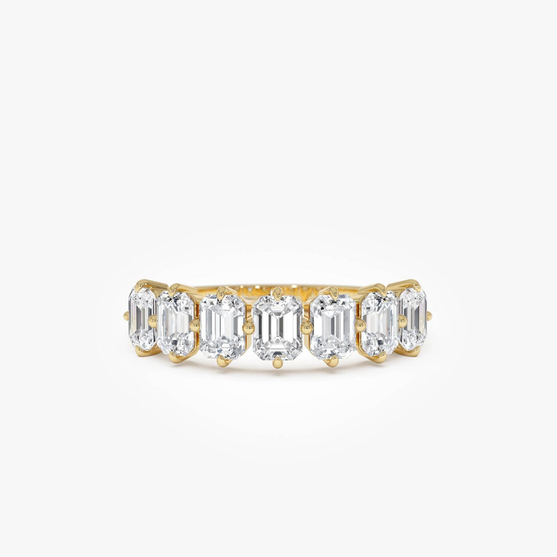 Emerald Cut Lab Diamond Half Eternity Anniversary Ring