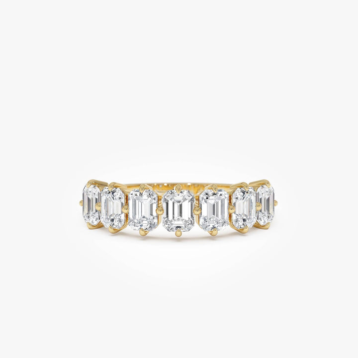 Emerald Cut Lab Diamond Half Eternity Anniversary Ring