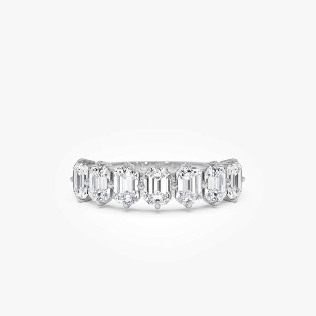 Emerald Cut Lab Diamond Half Eternity Anniversary Ring