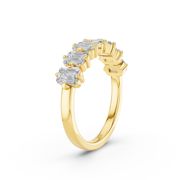 Emerald Cut Lab Diamond Half Eternity Anniversary Ring
