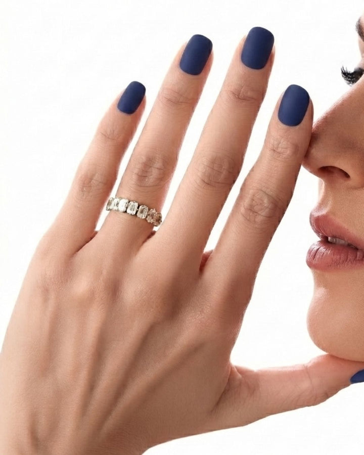 Emerald Cut Lab Diamond Half Eternity Anniversary Ring